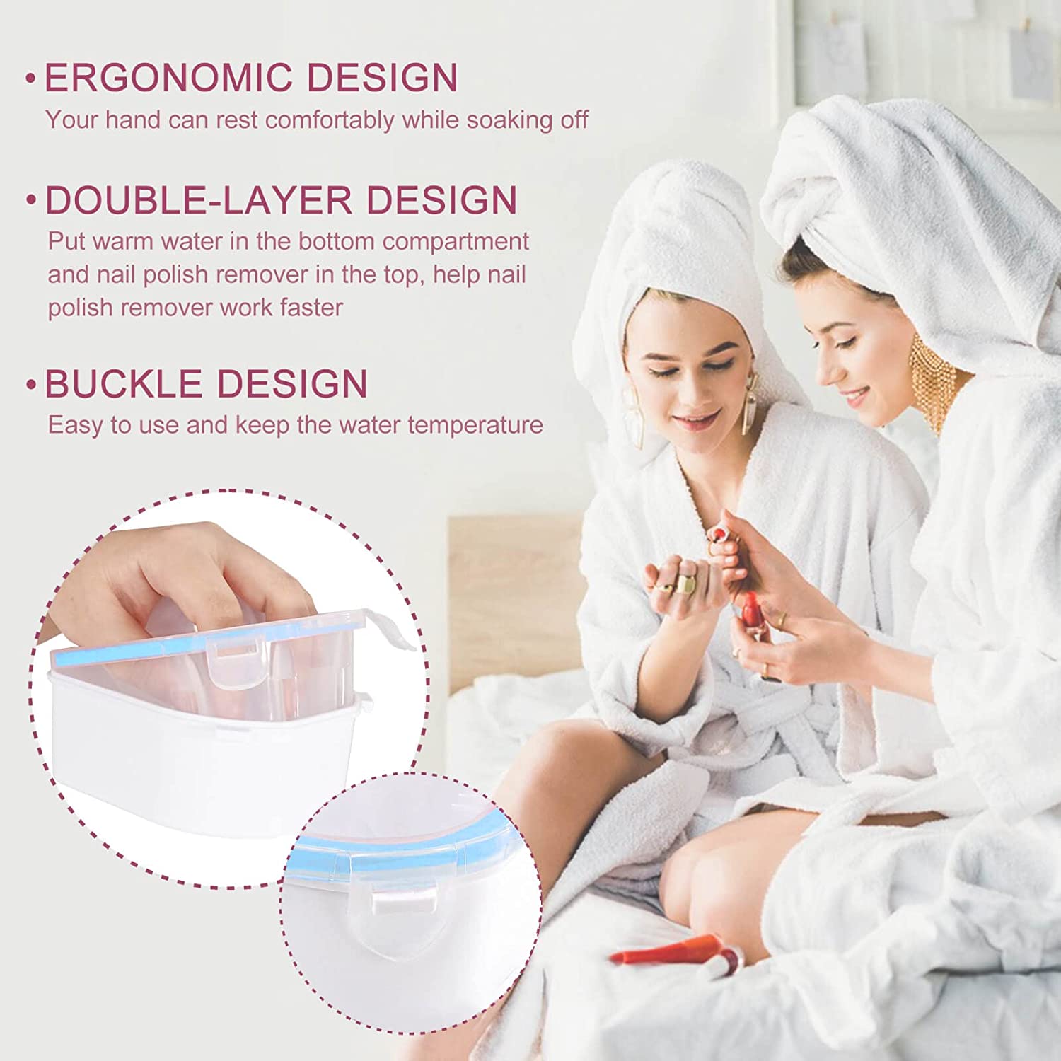 2Pcs Nail Soaking Bowl, Double Layer Manicure Bowls, Upgrade Thicken Acetone Soaking Bowls, Soak off Gel Polish Remover Bowl for Acrylic Nails - Image 3